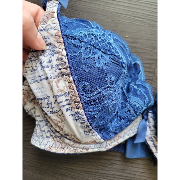 Aubade Memoire Blue Lace Bra Size 32C - Picture 2 of 5